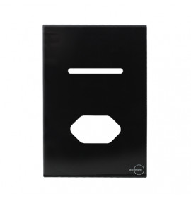 Placa p/ 1 Interruptor + Tomada 4x2 - Novara Glass Preto Brilhante